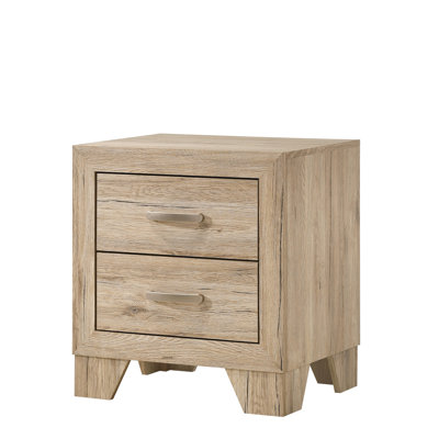 Natural Finish 2-Drawer Contemporary Nightstand Wooden Bedroom Furniture 1Pc
