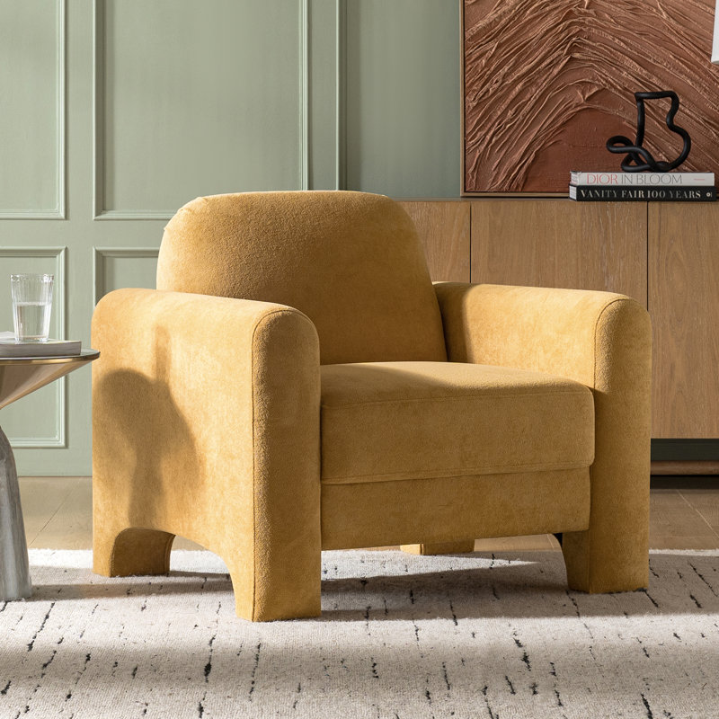 Fauteuil incurvé large en chenille l 36 po Gabriel, Jaune