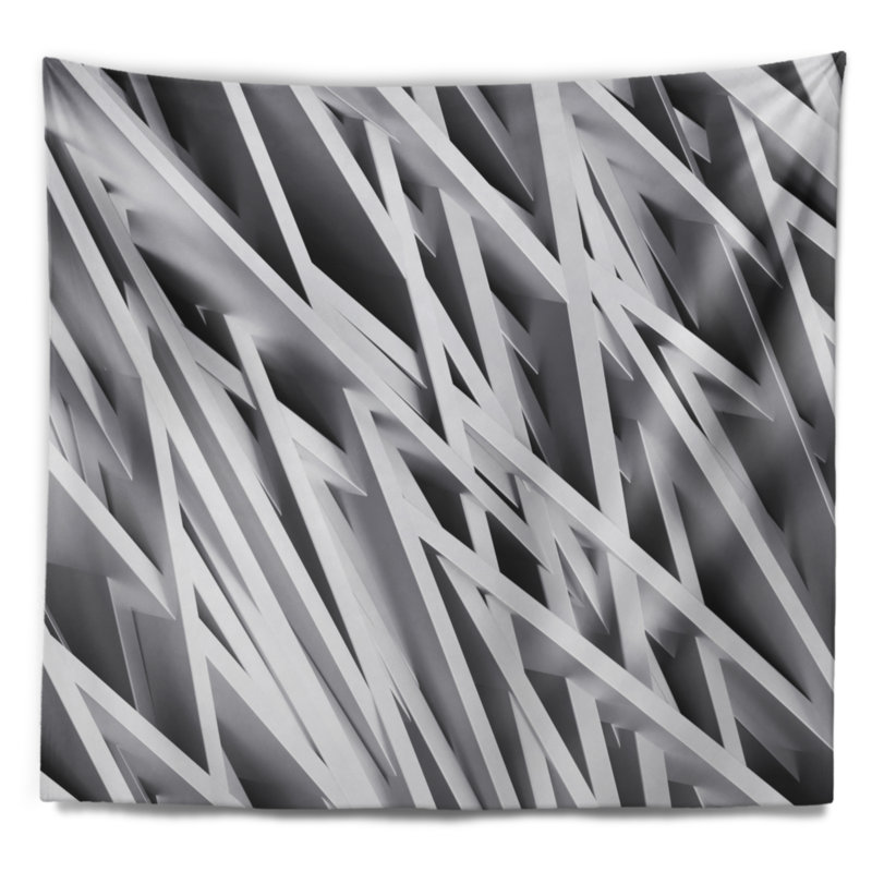 Tapisserie géométrique blanc abstrait, H 50 po x l 60 po