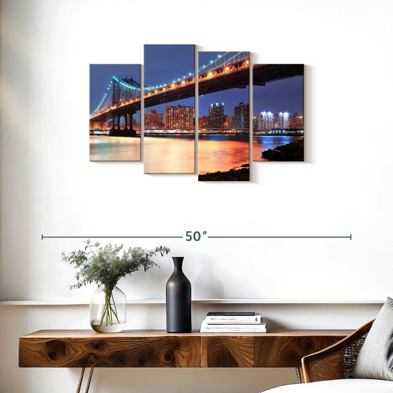 Lilie illuminé le pont de Manhattan, H 22 po x l 36 po