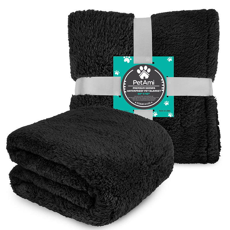 Sherpa Fleece Pet Blanket, 40" x 60", Black