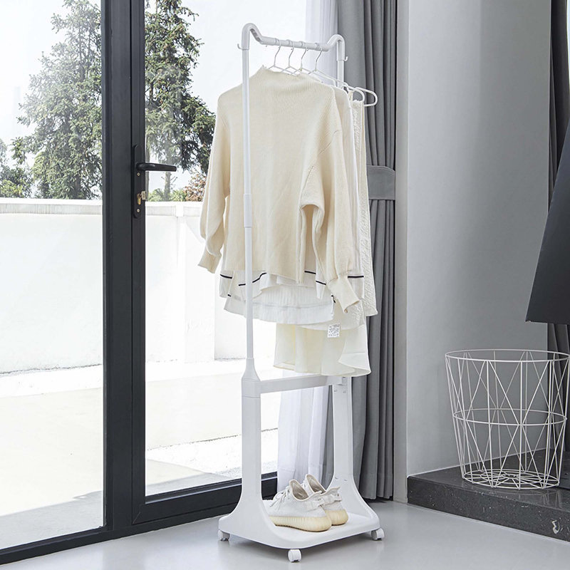 Trieur à linge à 2 niveaux avec barre de suspension et roulettes amovibles pour une organisation efficace dans les petits espaces, les dortoirs, les placards et les salles de bain