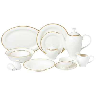 Lorren Home Trends 57 Piece Dinnerware Set-New Bone China Service for 8 People-Daisy