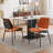 Of 2 Mid Century Modern Dining Chairs, Orange Pu Fabric, Walnut , Metal Legs, Ergonomic & Fashionable For Kitchen Office Style Leather, Back, Design With Adjustable Back Custom Fit