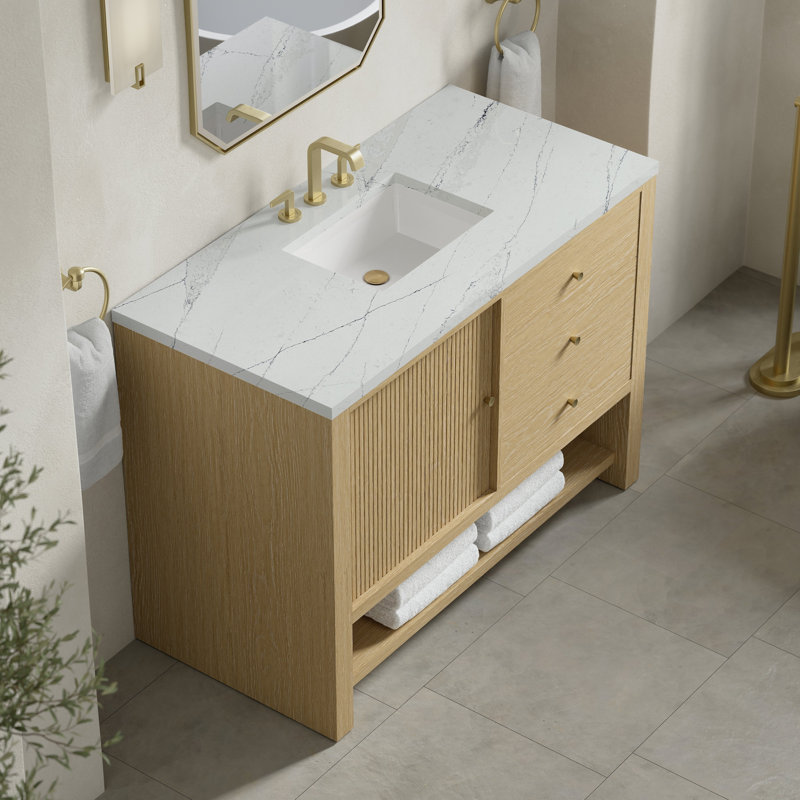 Marigot 48'' Single Bathroom Vanity with Top, Ethereal Noctis, 8" Widespread