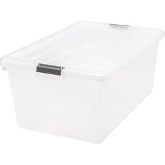 Iris USA 36 Quart Plastic Storage Bin Tote Organizing Container with Latching Lid, Stackable and Nestable, Clear, 4 Pack