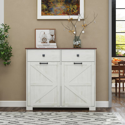 Armoire à ordures à double basculement Farmhouse pour poubelles de 20 gallons, armoire de recyclage autoportante