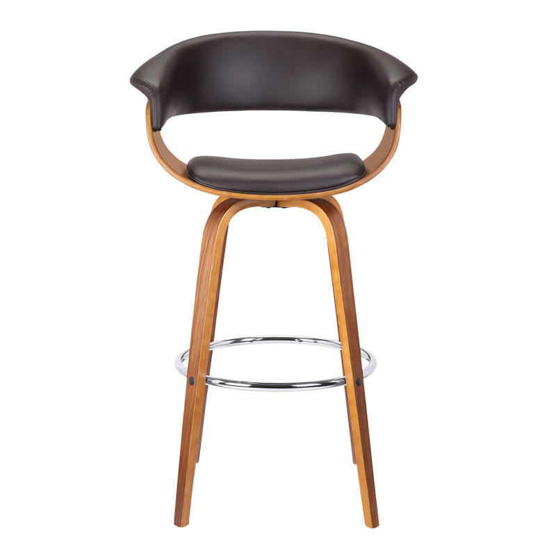 Swivel Upholstered Counter Stool with Solid Wood Frame, 94cm H x 61cm W x 51cm D