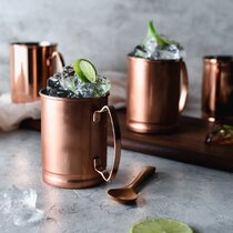 100% Copper Mug for Moscow Mule - 12oz Hammered Pure Copper Thick Straight  Wall