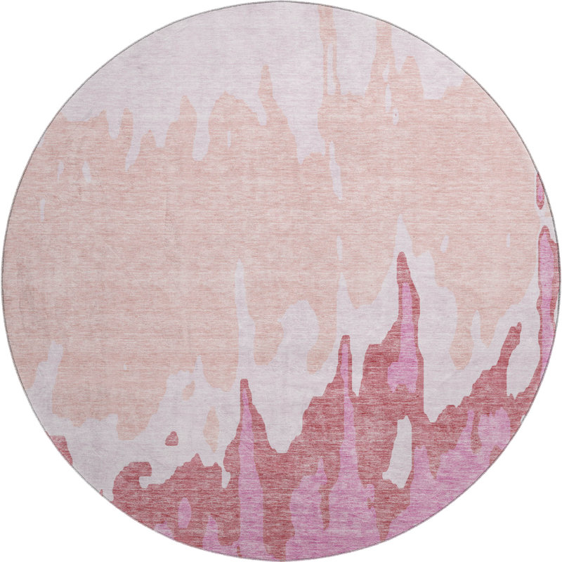 Premium Machine Washable Prisco Blush Rug, Round 8'
