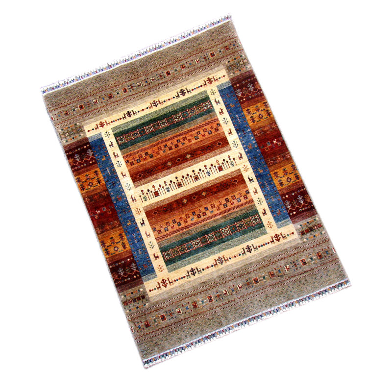 Afghan Hand Woven Wool Area Rug, Rectangle 4'8" x 6'6"