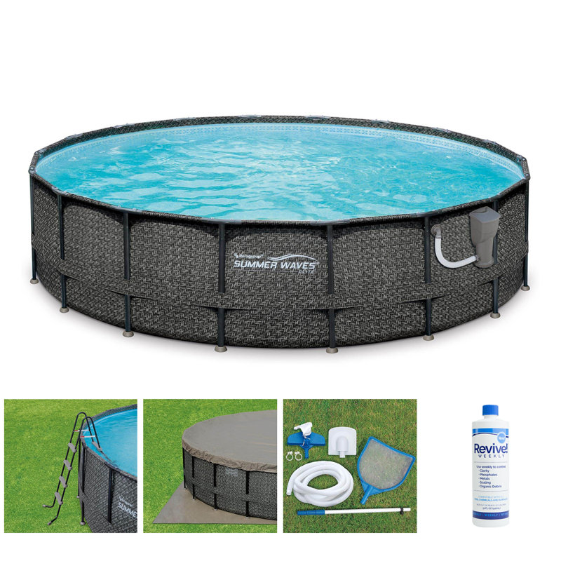 Steel Round Frame Set Pool 48'' H x 240'' W x 240'' L , with Pump Included