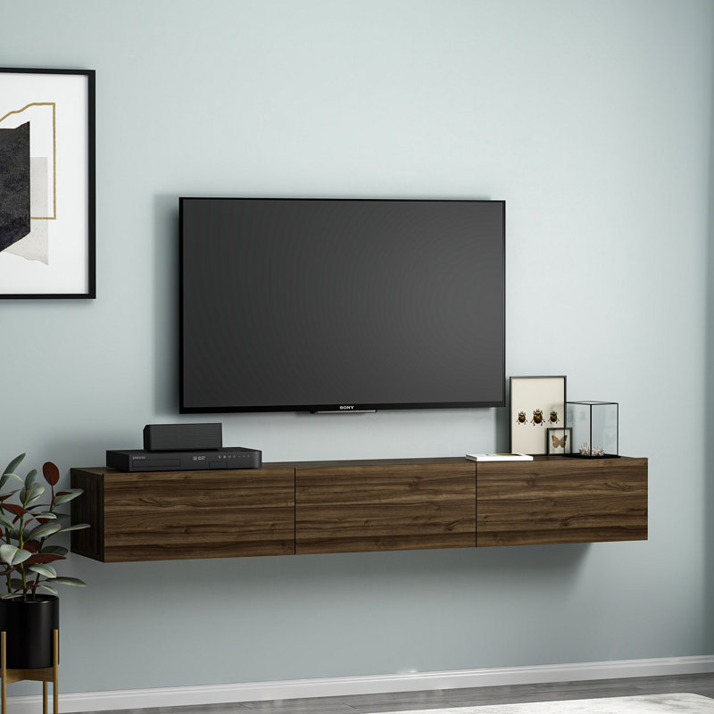 Modern TV Stand, Walnut Color, 70.9 x 10.2 x 25.6 inches | 100% Melamine Coated Particle Board, Thickness: 0.7 inches | Stylish & Durable Design, Perfect for Living Room & Entertainment Spaces
