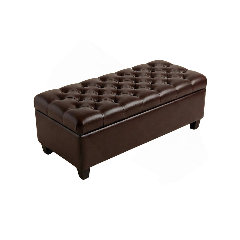 Banc de rangement rembourré Amalfi, Similicuir chocolat, 16" H x 50.25" W x 16" D
