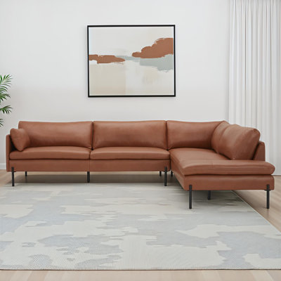 Ambere Anikka 115" Wide Genuine Leather Sofa & Chaise by Wade Logan
