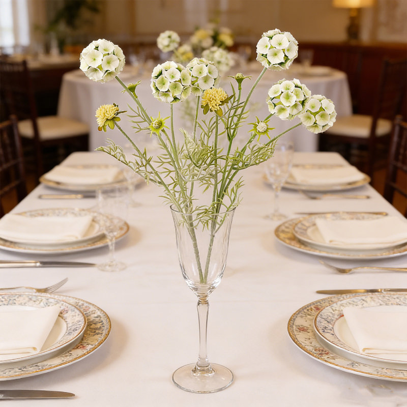 5 pièces de fleurs artificielles en soie pour la maison, Blanc