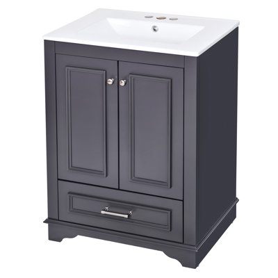 Armoire de salle de bain 24 po en céramique - meuble-lavabo moderne avec construction et grand espace de rangement
