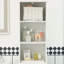Armoire de rangement mince, armoire de salle de bain haute, tour à linge avec 3 tablettes ouvertes, tiroir, porte encastrée et tablette réglable
