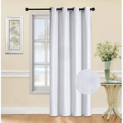 (54x95") Embroidered Heavy Jacquard Ring Panel-White