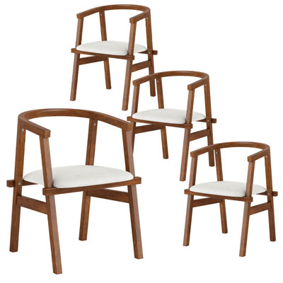 Chaises de salle à manger en bois avec accoudoirs enveloppants et siège rembourré pour la cuisine