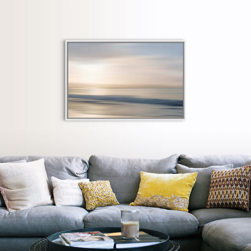 «Morning Rise» par Alex Hanson - peinture sur toile, H 33,25 po x l 49,25 po, Toile avec cadre flottant, Blanc