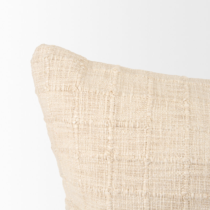 Jacory Cream Checker Textured Decorative Square Pillow Cover