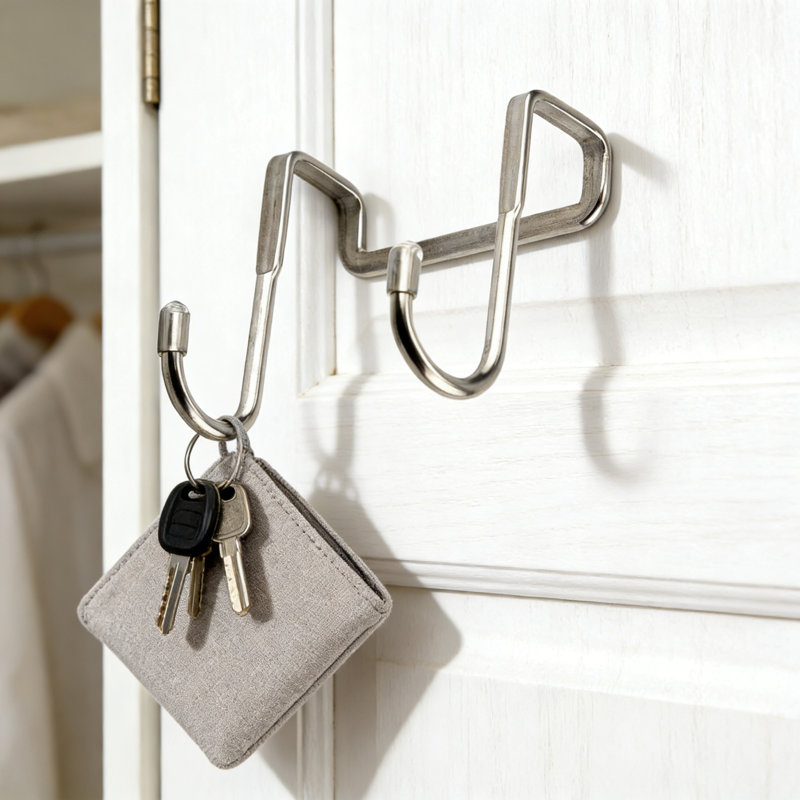 Double crochets au-dessus de l'armoire en forme de S, paquet de 8 crochets de porte en métal pour la cuisine, la salle de bain, le placard - Cintre peu encombrant pour serviettes, ustensiles, vêtements et sacs