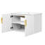 Meuble-lavabo vintage de 30 po avec lavabo en céramique à 3 trous, 2 portes, rangement réglable, fixation murale, évier facile à nettoyer avec trous brillants, esthétique moderne, tablette, fini égratigné et solide