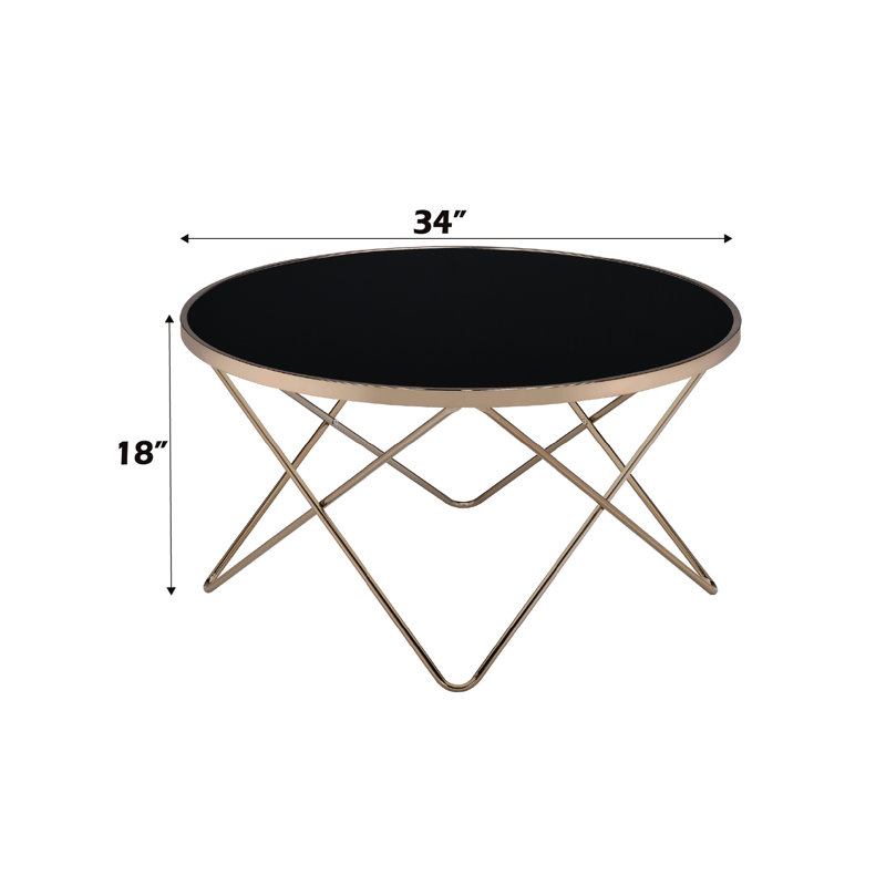 Table de salon chic avec verre noir et champagne
