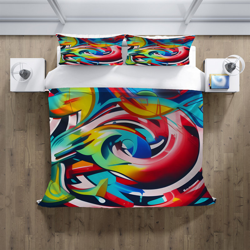 Polyester Abstract Duvet Cover, King Duvet Cover + 2 King Shams