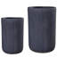 Black Concrete Effect Frostproof Outdoor Plant Pot, Garden Flower Pot, Vase Round Garden Planter with Drainage Holes, Outdoor Planter with Ribbed Pattern-1579163033
