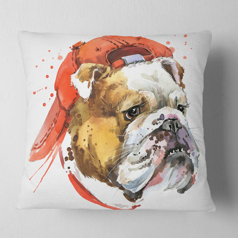 Coussin Bulldog Art - Animal, 16 po x 16 po, Carré
