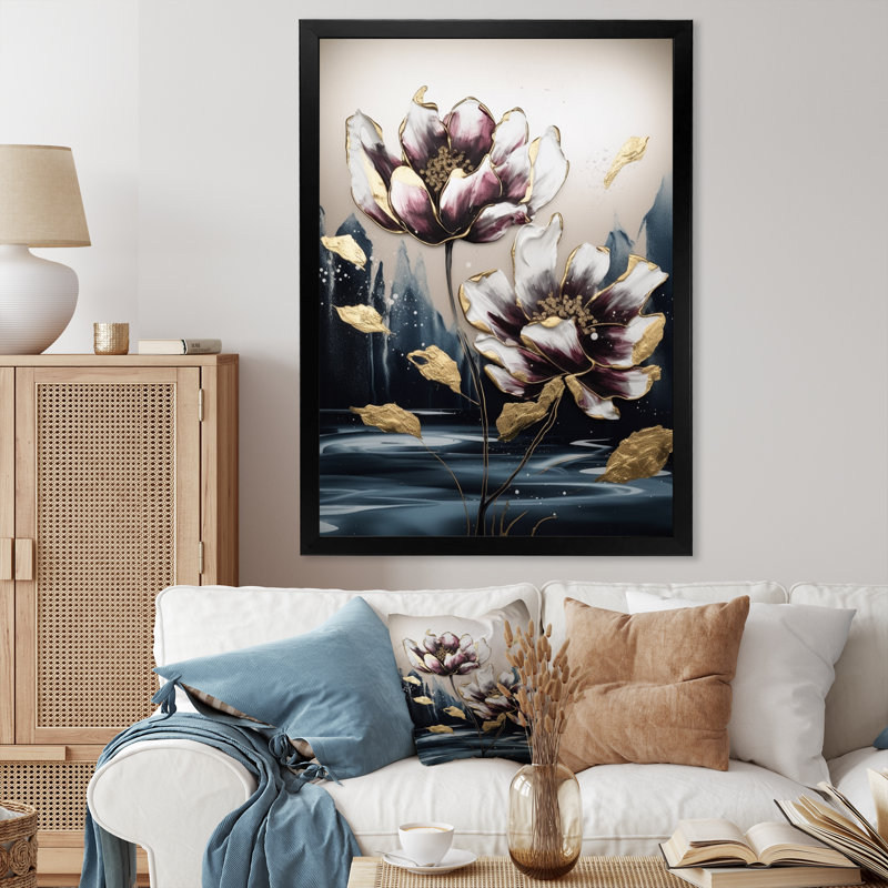 Tapisserie mauve mauve I - impression, Cadre photo noir, H 32 po x l 24 po x P 1 po