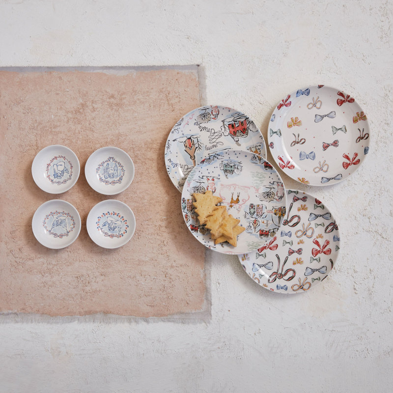 Assiette ronde en grès avec motif des Fêtes