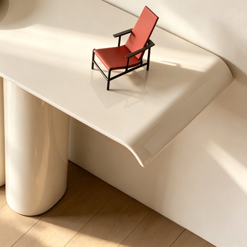 Console simple de style français moderne, H 33,5 po x l 78,7 po x P 15,7 po, Beige, Beige, Beige
