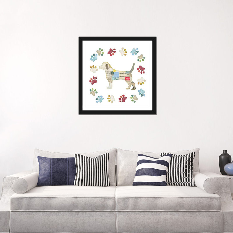 «Good Dog IV», impression sur toile tendue, H 16 po x l 16 po x P 1 po, Papier avec cadre noir, Blanc