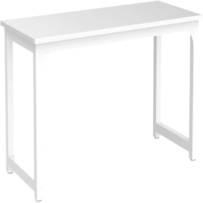 63" Executive Desk, Large Modern Office Computer Workstation With Thick Metal Frame, Business Furniture For Home Office, White Finish