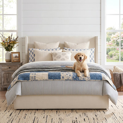 Full Corduroy Upholstered Platform Bed Frame with Wingback Headboard  & 4 Storage Drawers, No Box Spring Needed, Cream