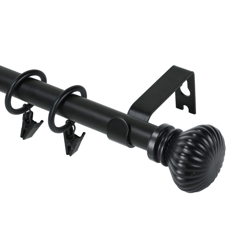 Tringle à rideaux simple réglable Plascencia, Noir, H 0,625 po x l 120 po x P 0,625 po