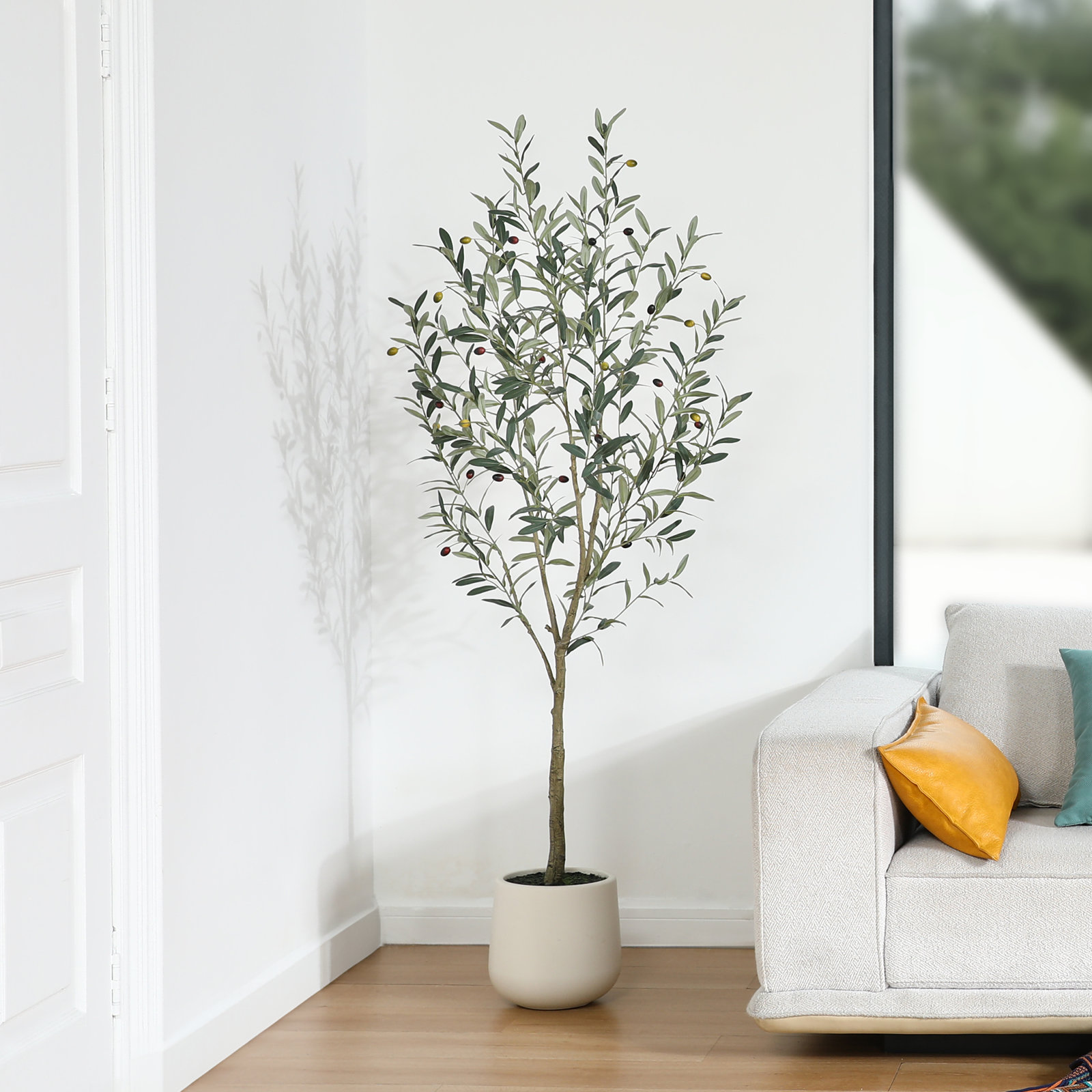 Adcock Olive Tree in Pot, 72" H x 24" W x 24" D