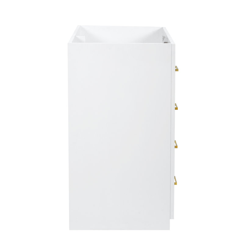 Ensemble de meuble-lavabo autoportant avec cadre en bois massif 30 po, 3 tiroirs et portes à fermeture douce, White, 30" W