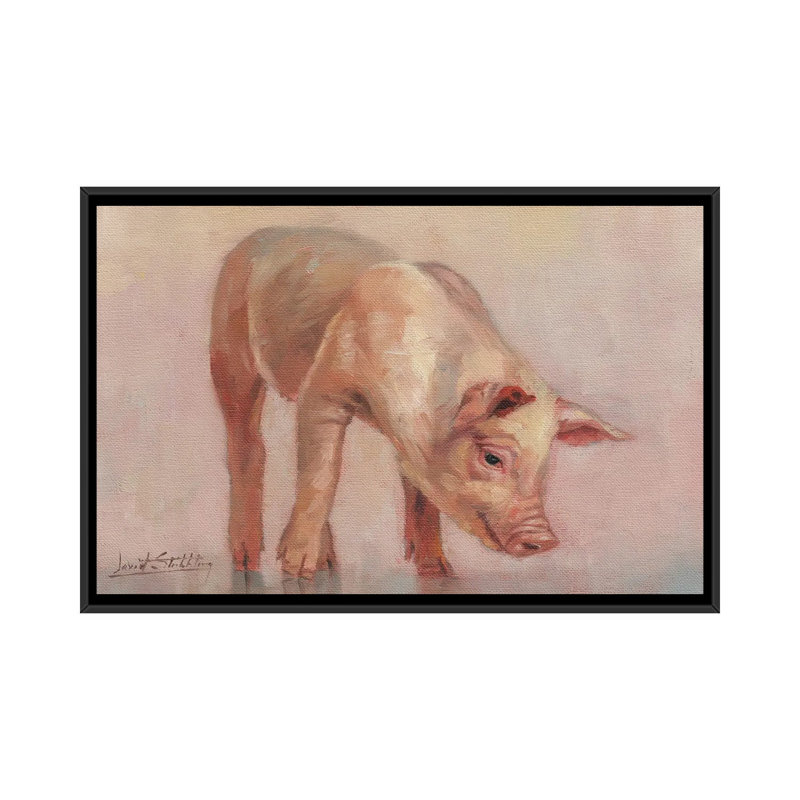 Little Pig by Annette Schmucker - Painting on Canvas, 66.04 cm H x 45.72 cm W, Black Framed