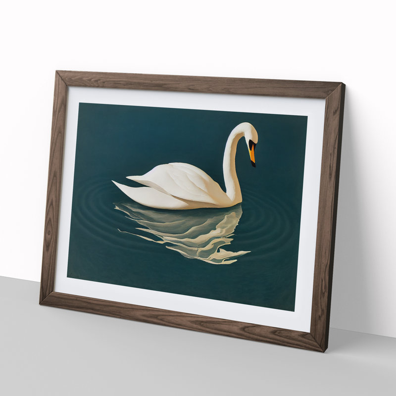 Intoxicating Swan - Single Picture Frame Print, Walnut, 46cm H x 64cm W x 2cm D