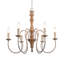 Lustre 6 lumières de style campagne rétro de couleur brune