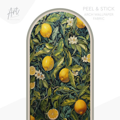Papier peint botanique amovible Peel and Stick, peinture murale citrons pelez et collez