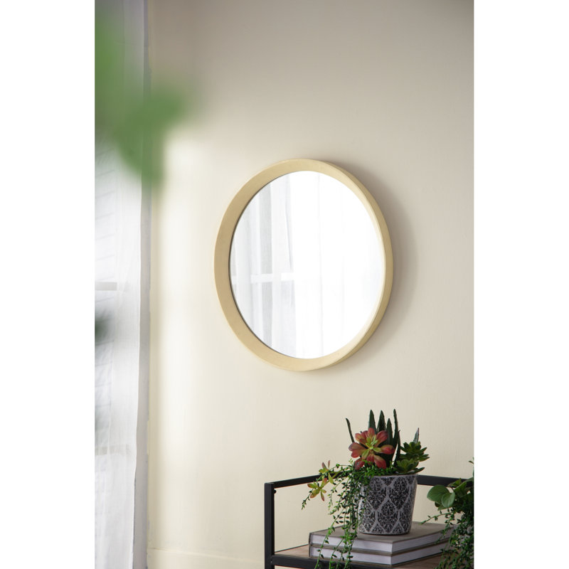 Miroir transitionnel en bois de manguier - Illuminez votre mur rond de 20 po dans votre chambre, Natural