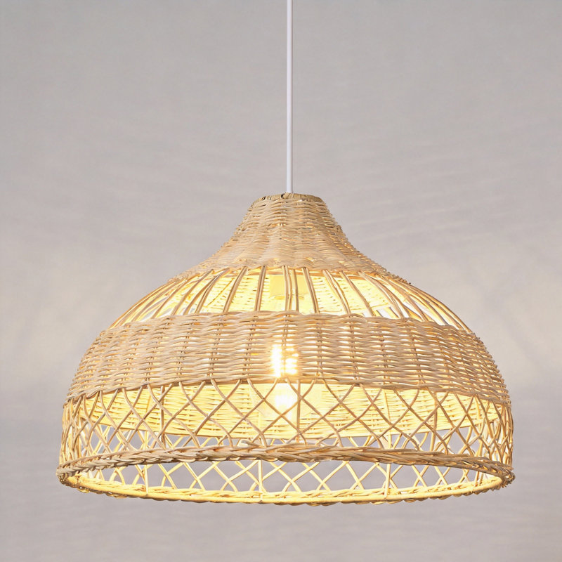 large 15.75" naturel rattan pendant light