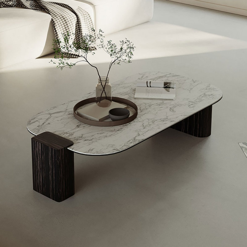 Table basse 53,15 po en fritté noir et bois manufacturé