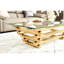 Rectangular Modern Coffee Table, 55", Clear Tempered Glass Tabletop, Gold Stainless Steel Base, Industrial Trait, And Graceful Aspect, Elegant
