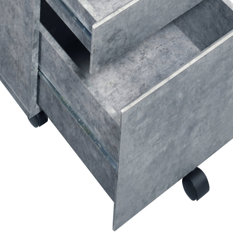 Faux Concrete Look Silver File Cabinet With 3 Drawers For Document Storage Stylish 3 Accent Modern Office